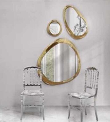 Customized French Room Decorative Large Mirror Wavy Mirror Design Wooden Frame Irregular Shape Dressing Mirror